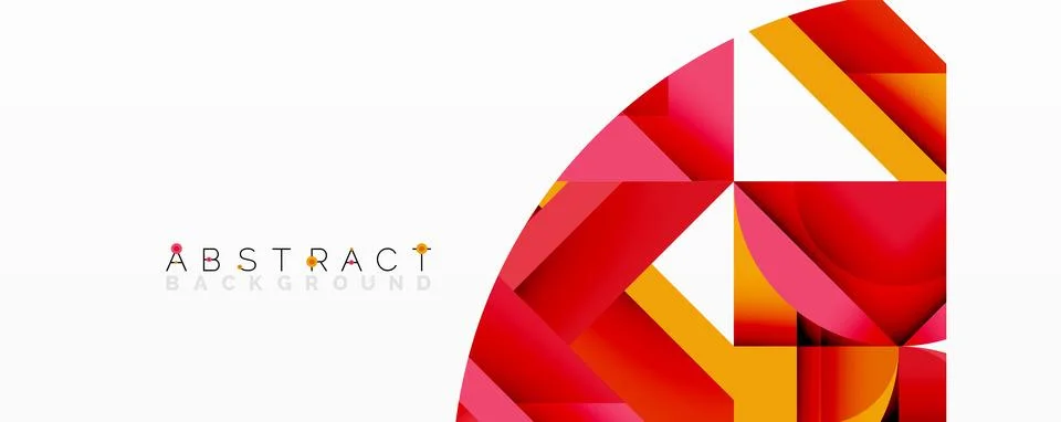 Abstract geometric composition with interlocking circular and angular shapes, Stock Illustration