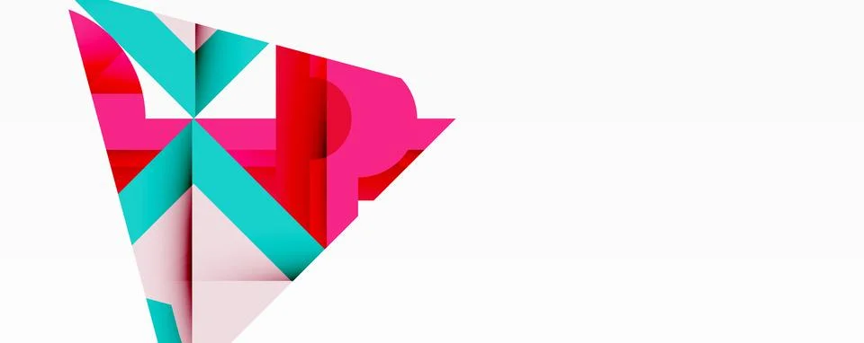 Abstract geometric composition with interlocking circular and angular shapes, Stockillustratie