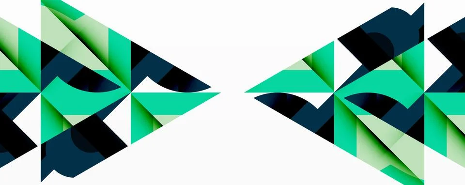 Abstract geometric composition with interlocking circular and angular shapes, Stock Illustration