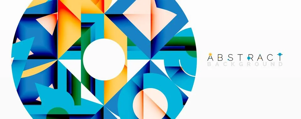 Abstract geometric composition with interlocking circular and angular shapes, イラスト素材