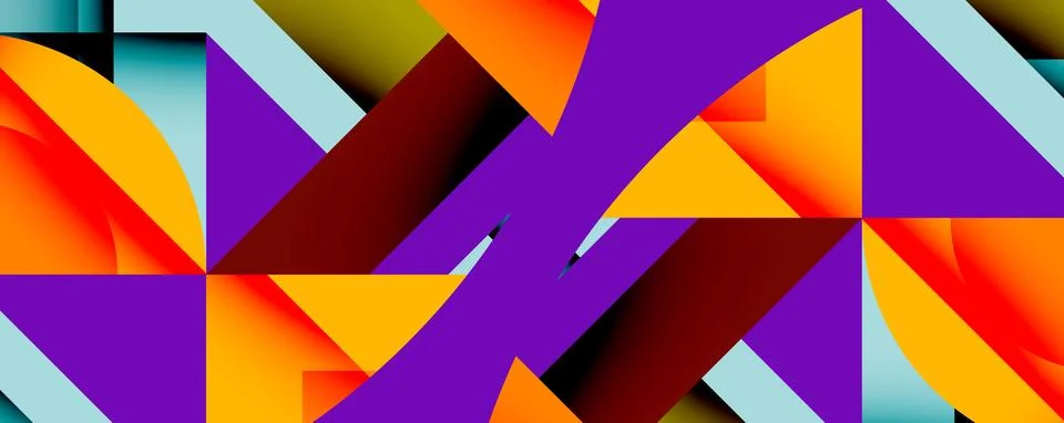 Abstract geometric composition with interlocking circular and angular shapes, Stock Illustration