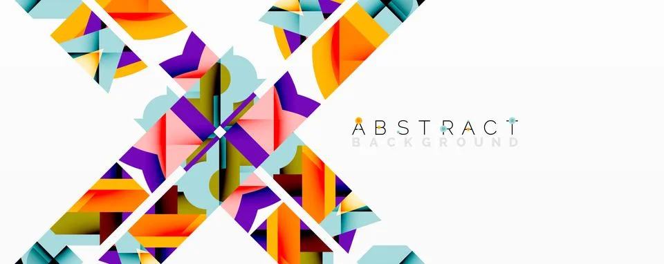 Abstract geometric composition with interlocking circular and angular shapes, Stock Illustration