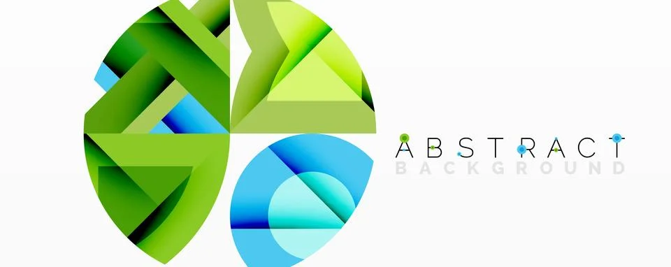 Abstract geometric composition with interlocking circular and angular shapes, Stock Illustration