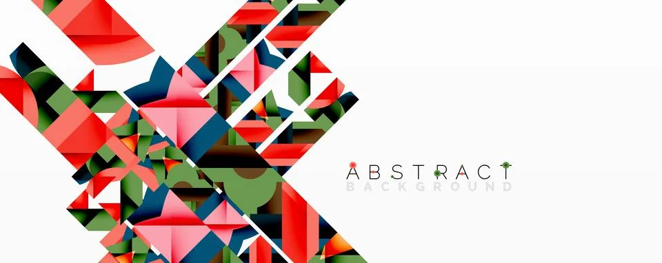 Abstract geometric composition with interlocking circular and angular shapes, Stockillustratie