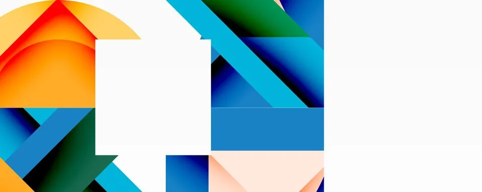 Abstract geometric composition with interlocking circular and angular shapes, Stock Illustration