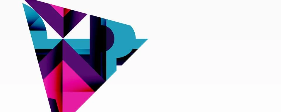 Abstract geometric composition with interlocking circular and angular shapes, Stock Illustration