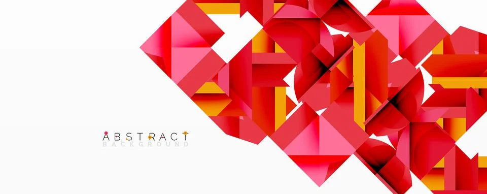 Abstract geometric composition with interlocking circular and angular shapes, Stock Illustration
