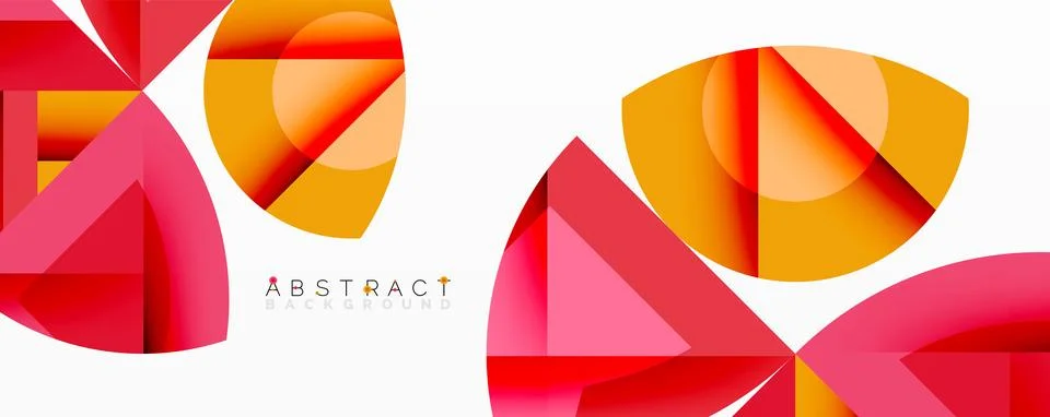 Abstract geometric composition with interlocking circular and angular shapes, Stock Illustration