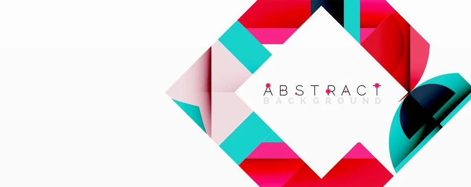 Abstract geometric composition with interlocking circular and angular shapes, Illustrazione stock