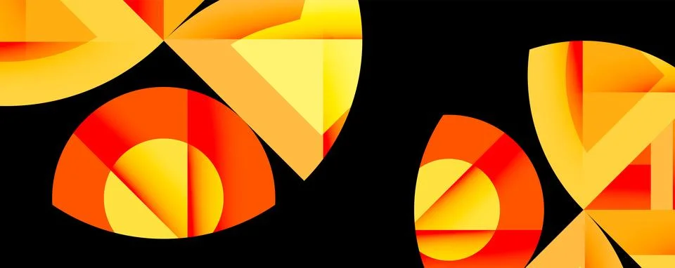 Abstract geometric composition with interlocking circular and angular shapes, Stockillustratie