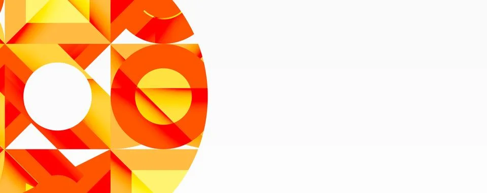 Abstract geometric composition with interlocking circular and angular shapes, Illustrazione stock