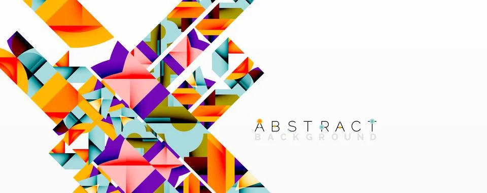 Abstract geometric composition with interlocking circular and angular shapes, Stock Illustration