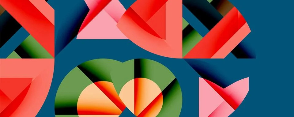 Abstract geometric composition with interlocking circular and angular shapes, Stockillustratie
