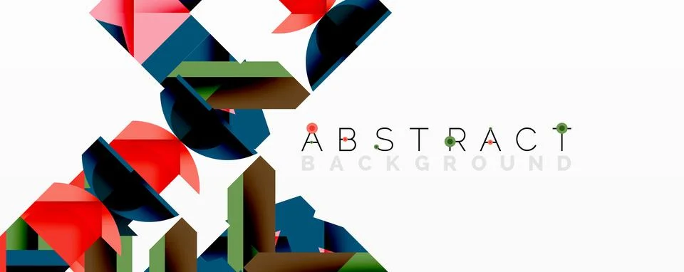 Abstract geometric composition with interlocking circular and angular shapes, Stockillustratie