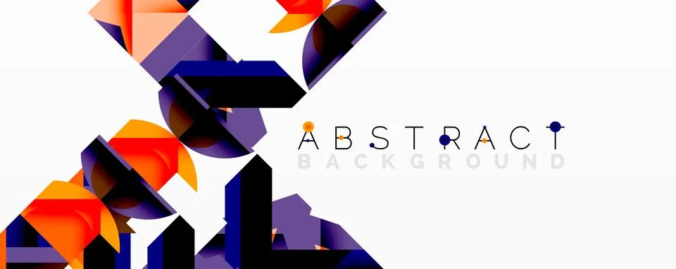 Abstract geometric composition with interlocking circular and angular shapes, Stock Illustration