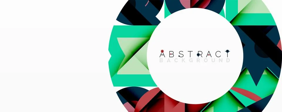 Abstract geometric composition with interlocking circular and angular shapes, イラスト素材