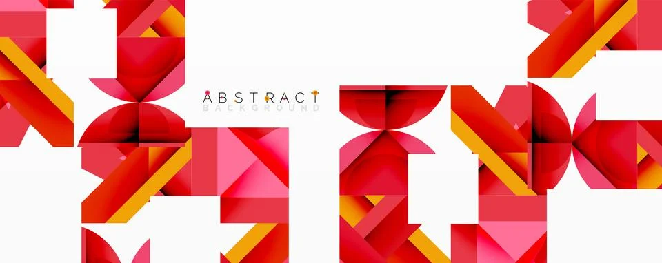 Abstract geometric composition with interlocking circular and angular shapes, Stock Illustration