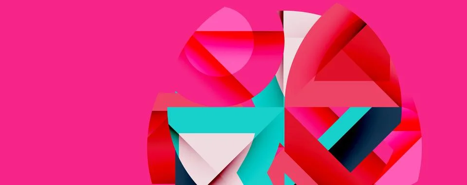 Abstract geometric composition with interlocking circular and angular shapes, Stock Illustration