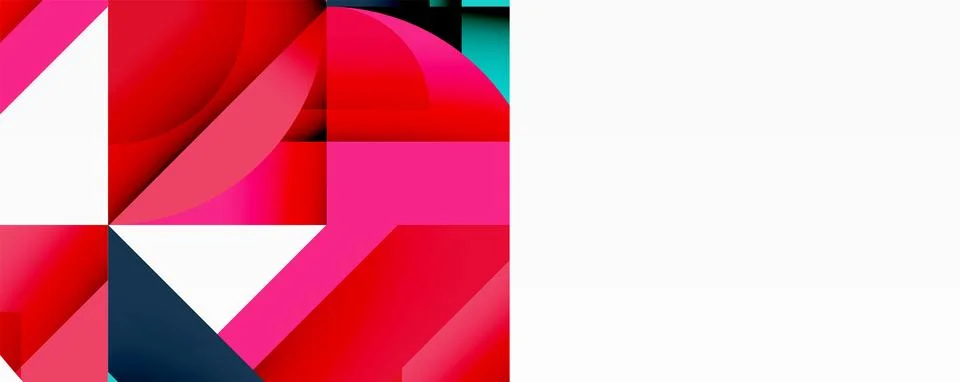 Abstract geometric composition with interlocking circular and angular shapes, Stock Illustration