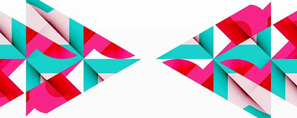 Abstract geometric composition with interlocking circular and angular shapes, Stock Illustration