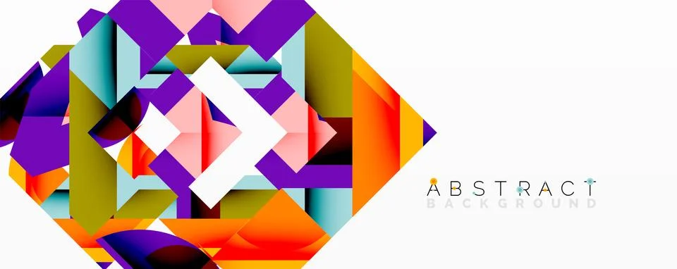 Abstract geometric composition with interlocking circular and angular shapes, Illustrazione stock