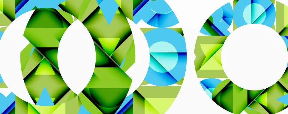 Abstract geometric composition with interlocking circular and angular shapes, Stockillustratie