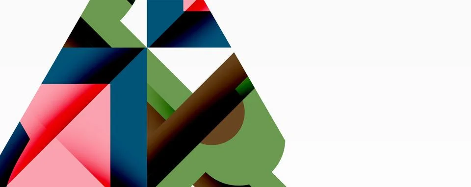 Abstract geometric composition with interlocking circular and angular shapes, Stock Illustration