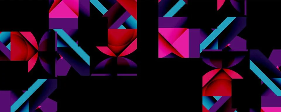 Abstract geometric composition with interlocking circular and angular shapes, Stock Illustration