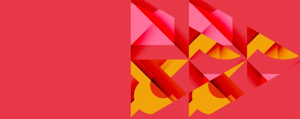 Abstract geometric composition with interlocking circular and angular shapes, Stock Illustration