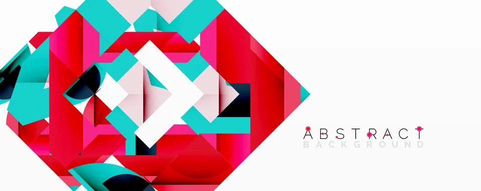 Abstract geometric composition with interlocking circular and angular shapes, Illustrazione stock