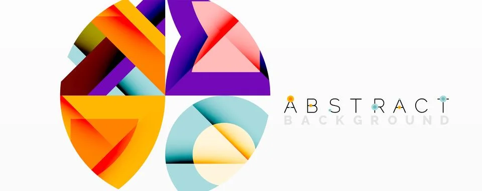 Abstract geometric composition with interlocking circular and angular shapes, Stock Illustration