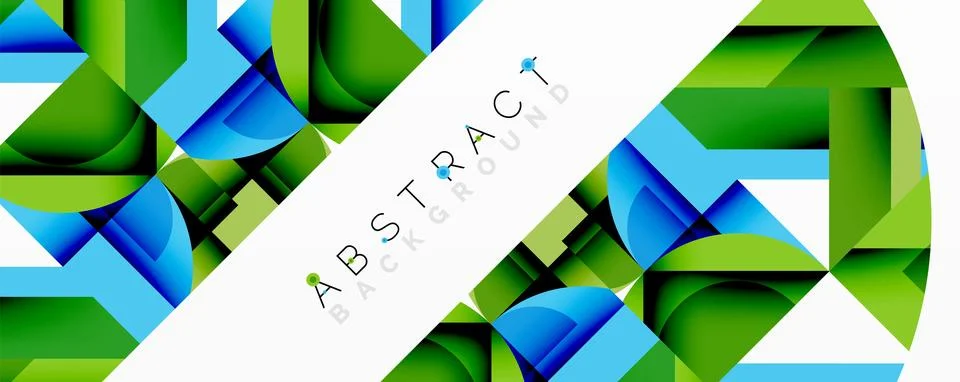 Abstract geometric composition with interlocking circular and angular shapes, Stock Illustration