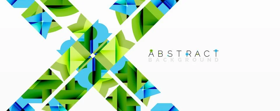 Abstract geometric composition with interlocking circular and angular shapes, Stock Illustration