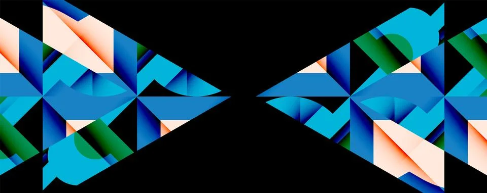 Abstract geometric composition with interlocking circular and angular shapes, Stock Illustration