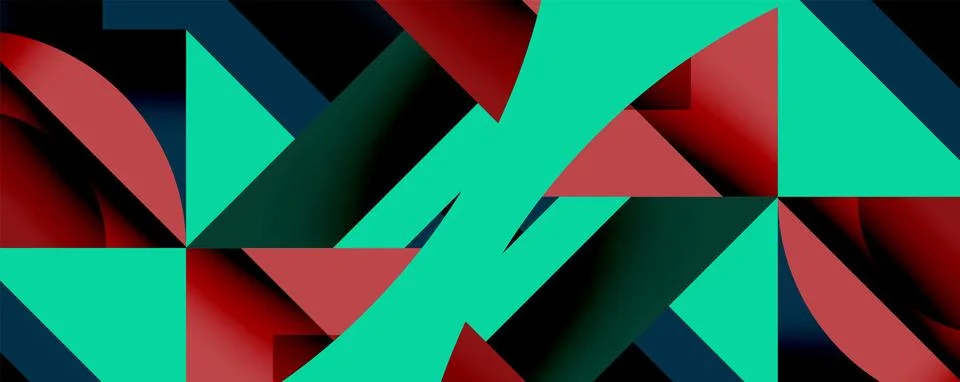 Abstract geometric composition with interlocking circular and angular shapes, Stock Illustration