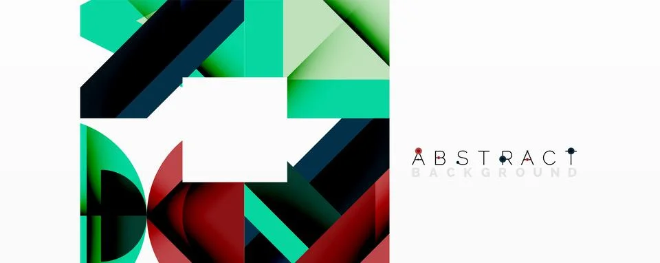 Abstract geometric composition with interlocking circular and angular shapes, Stock Illustration