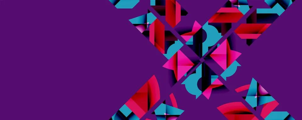 Abstract geometric composition with interlocking circular and angular shapes, Illustrazione stock