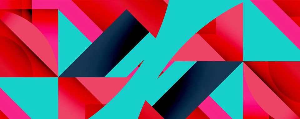 Abstract geometric composition with interlocking circular and angular shapes, Stockillustratie