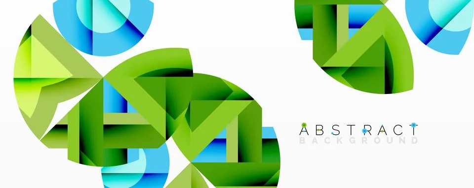 Abstract geometric composition with interlocking circular and angular shapes, Stock Illustration