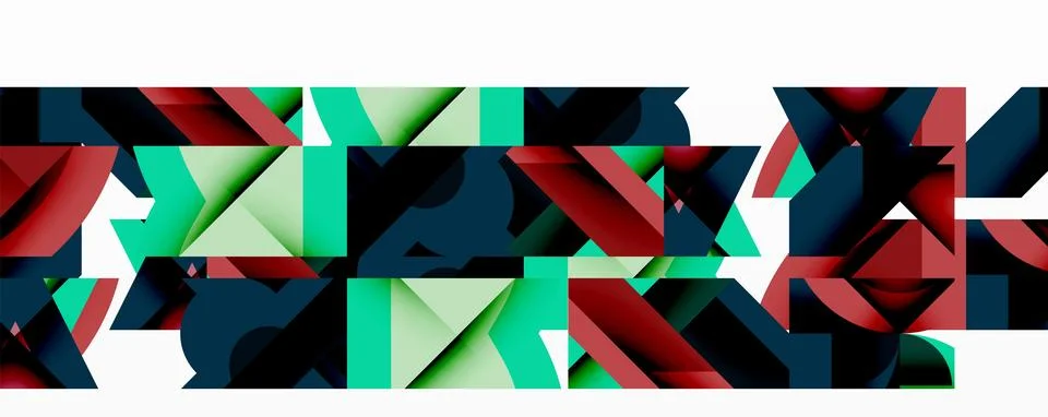 Abstract geometric composition with interlocking circular and angular shapes, Stock Illustration