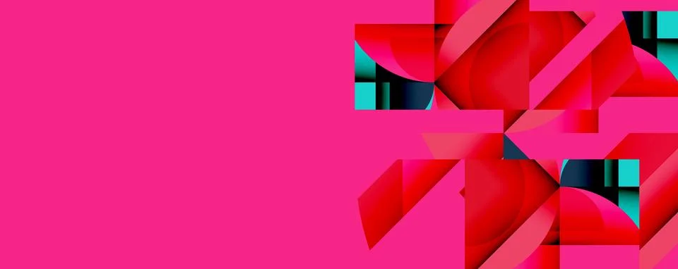 Abstract geometric composition with interlocking circular and angular shapes, Stock Illustration