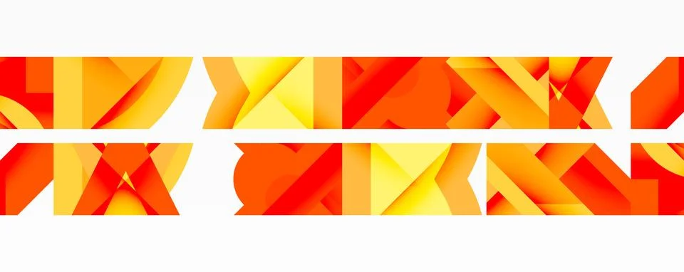 Abstract geometric composition with interlocking circular and angular shapes, Stock Illustration