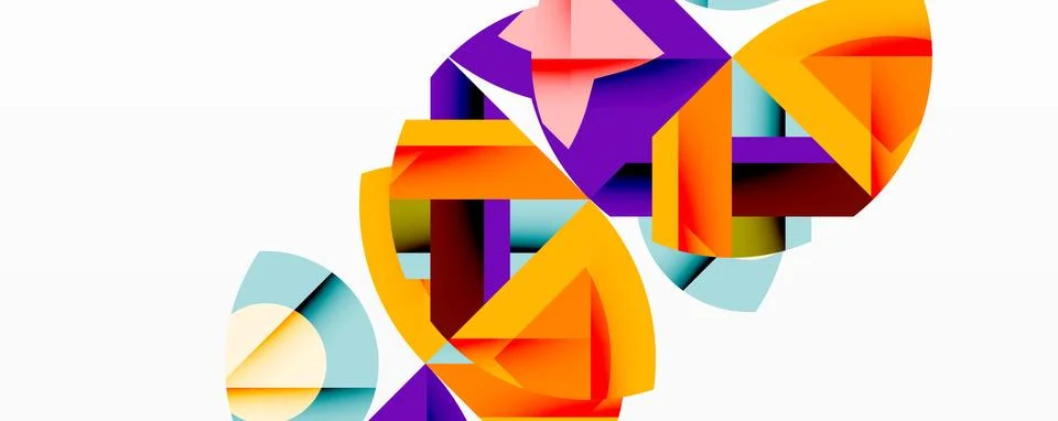 Abstract geometric composition with interlocking circular and angular shapes, イラスト素材