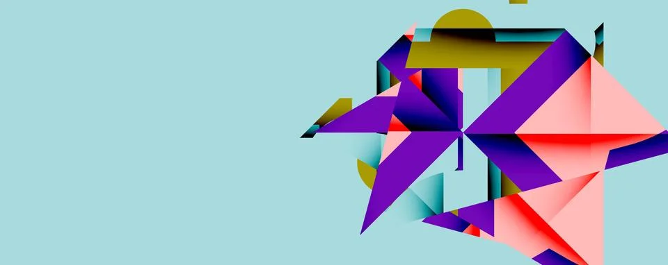 Abstract geometric composition with interlocking circular and angular shapes, Stock Illustration