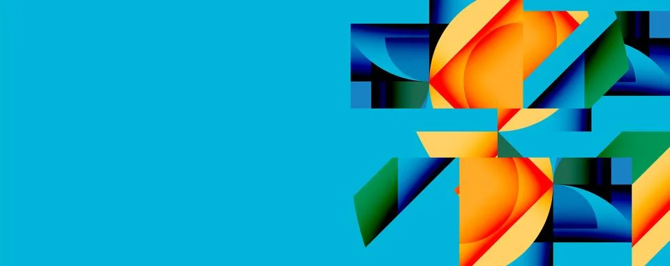 Abstract geometric composition with interlocking circular and angular shapes, Stockillustratie