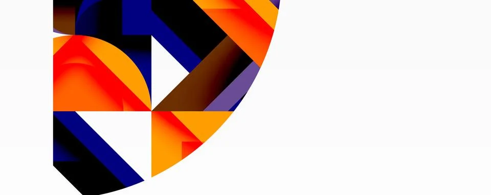 Abstract geometric composition with interlocking circular and angular shapes, Stock Illustration