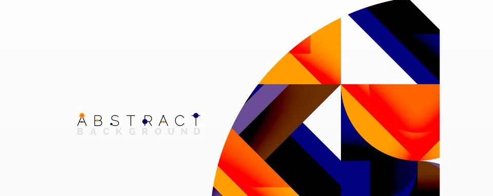 Abstract geometric composition with interlocking circular and angular shapes, イラスト素材