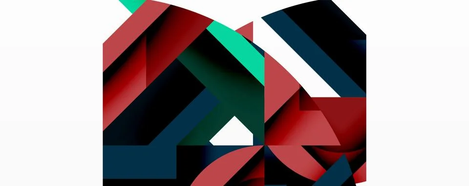 Abstract geometric composition with interlocking circular and angular shapes, Stockillustratie