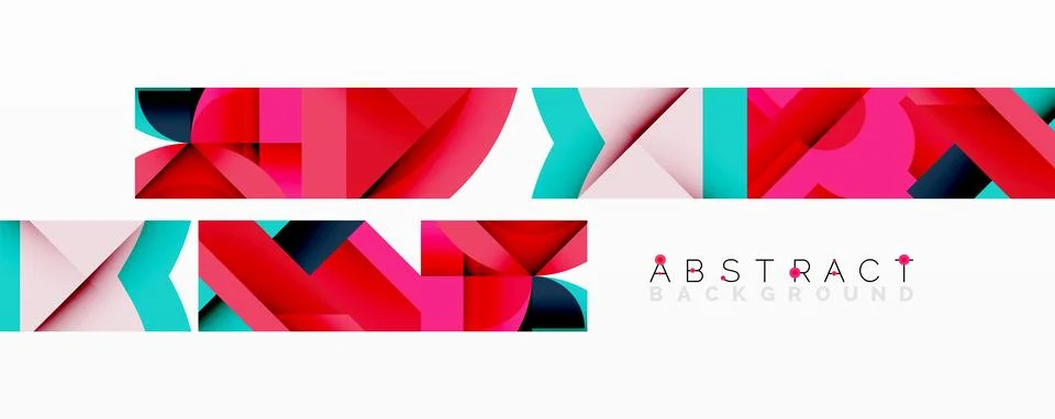 Abstract geometric composition with interlocking circular and angular shapes, Stock Illustration