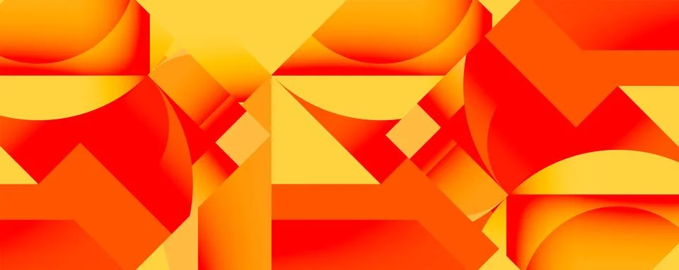 Abstract geometric composition with interlocking circular and angular shapes, Stock Illustration